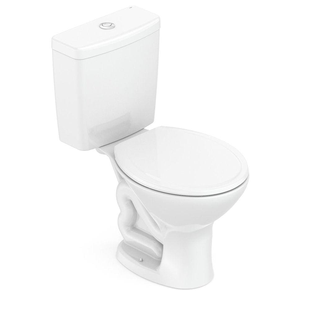 Kit Vaso Sanitário com Caixa Acoplada e Assento Saveiro Celite Branco Brilhante
