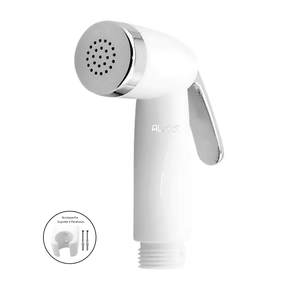 Gatilho De Ducha Higiênica Chuveirinho Branco ABS + Suporte