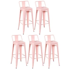 Kit 5 Banquetas Altas Com Encosto 76 Cm Rosa Antigo