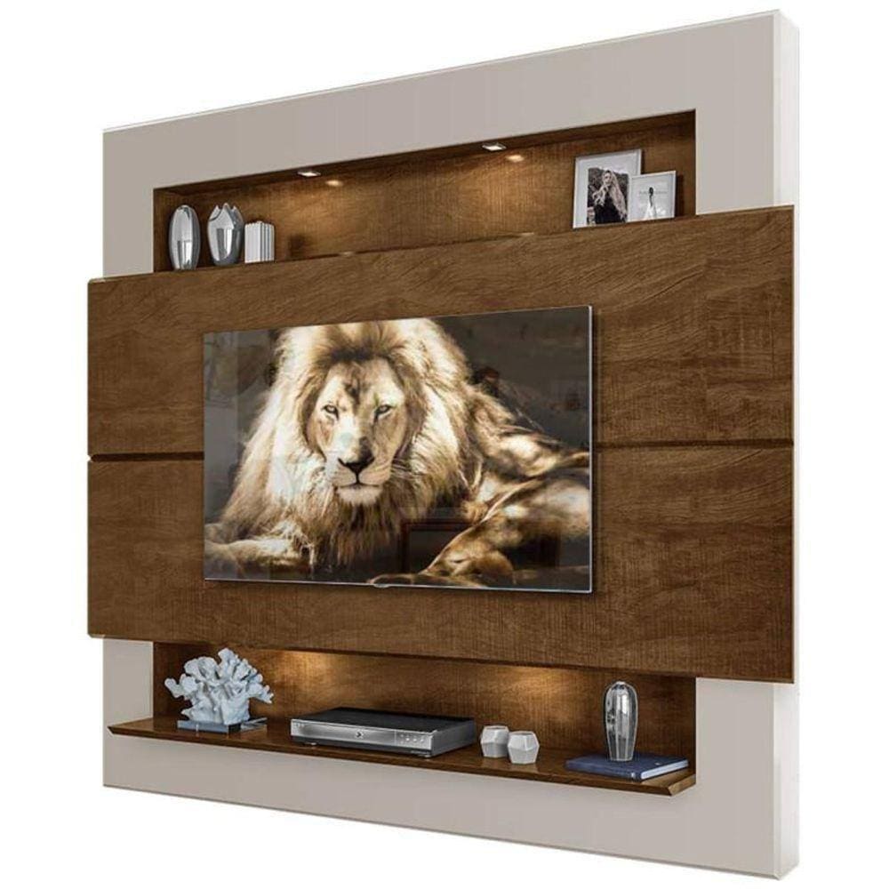 Painel Com Led Riviera Para Tv 75 Polegadas Malbec Off White