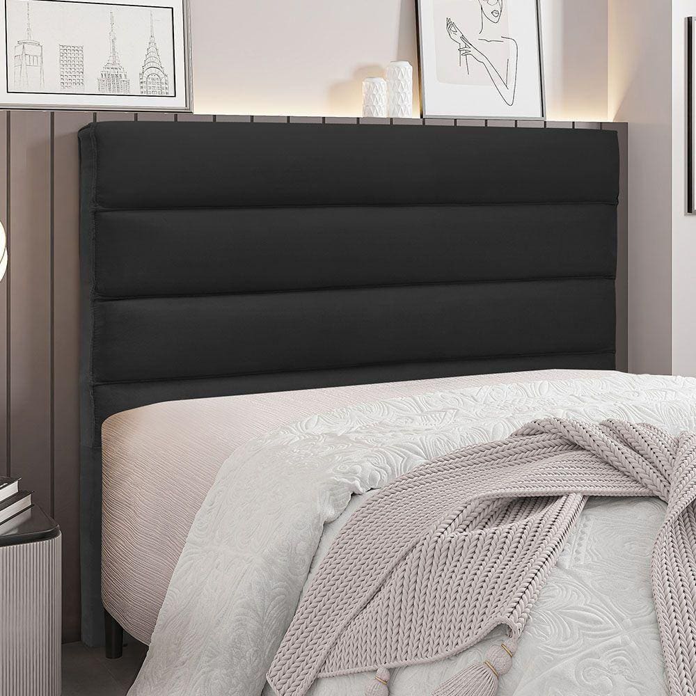 Cabeceira Para Cama Box Casal La Italiana 140Cm Veludo Preto