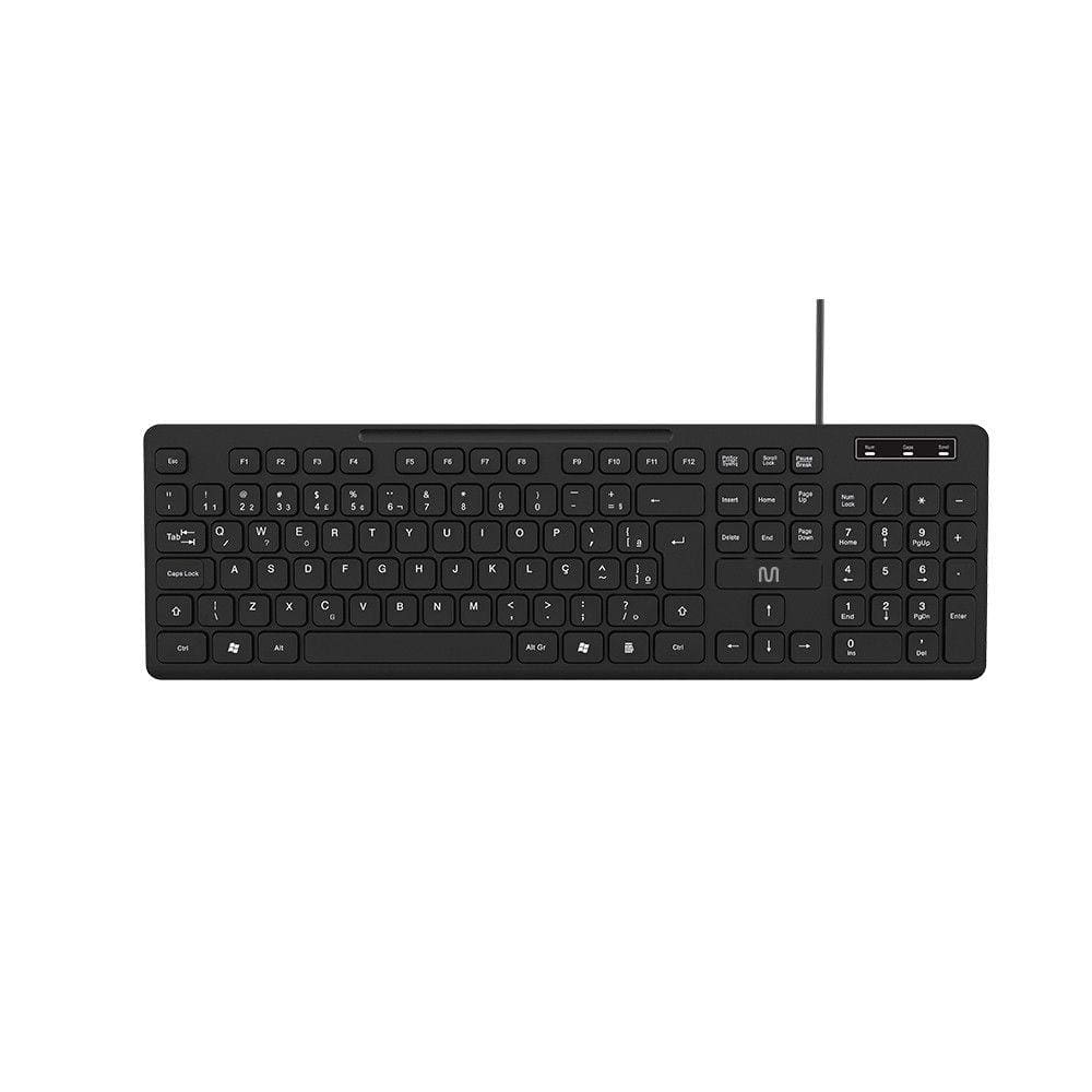 Teclado Com Fio 3 Níveis Ajustáveis Teclas Silenciosas e Conexão Usb Preto - TC144