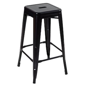Banqueta Alta 76 Cm Preto Semibrilho Preto Semibrilho