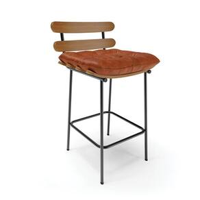 Banqueta Costela Corano Base Metálica Preto Cor Nozes