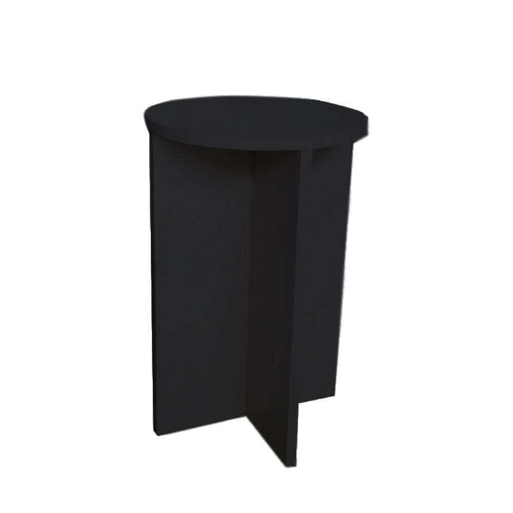 Banco Tampo Redondo 65 Cm Preto Em Mdf