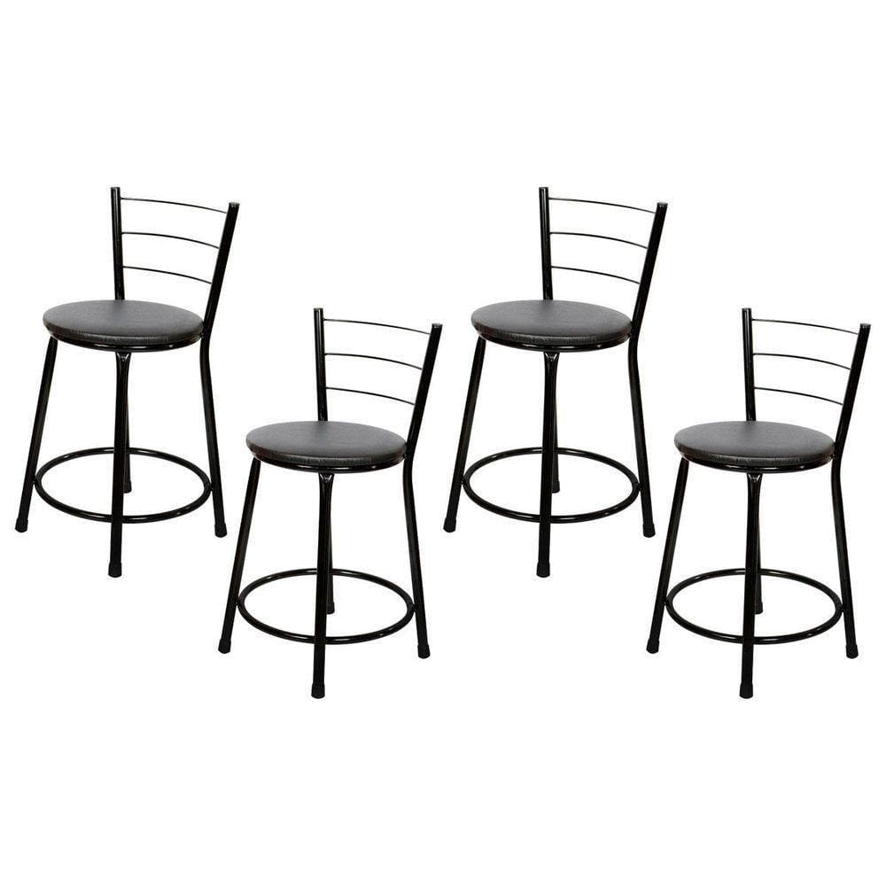 Banquetas Baixa Para Cozinha Preto 4un Assento Preto