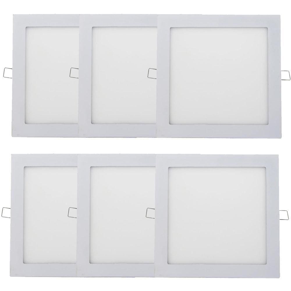 Kit 6 Plafon Painel Led Luminária Downlight 18W Embutir