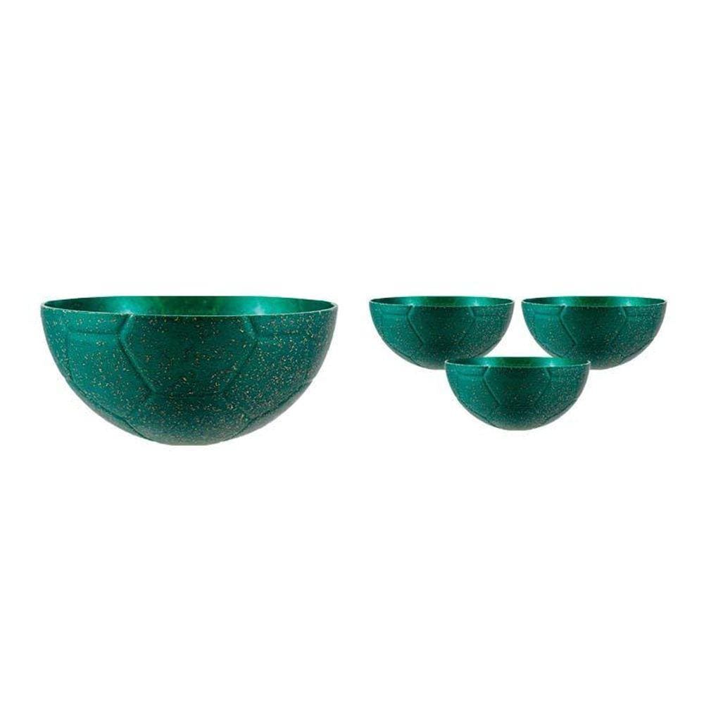 Kit 4 Petisqueira Futebol Fibra Madeira Verde 240Ml