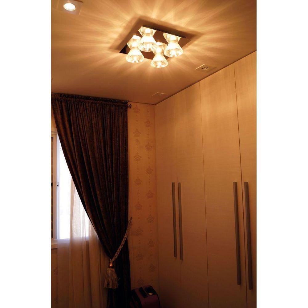 Plafon Demeter Quádruplo Cristal Cônico Para Led
