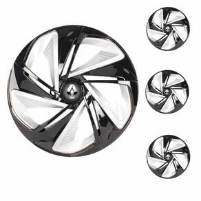 Jogo Calota Aro 13 Nitro X Black Silver Elitte Preto Prata + Emblema Resinado Renault (Sandero Logan Clio Scenic Megane)