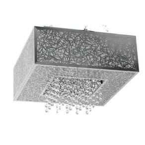 Plafon Apolo Inox Quadrado Com Cristal Para Led 40 X 40 Cm