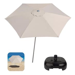 Kit Ombrelone Guarda Sol 2,4m Sombreiro Alumínio Malibu Bege Base Plástica Preto - Tobee