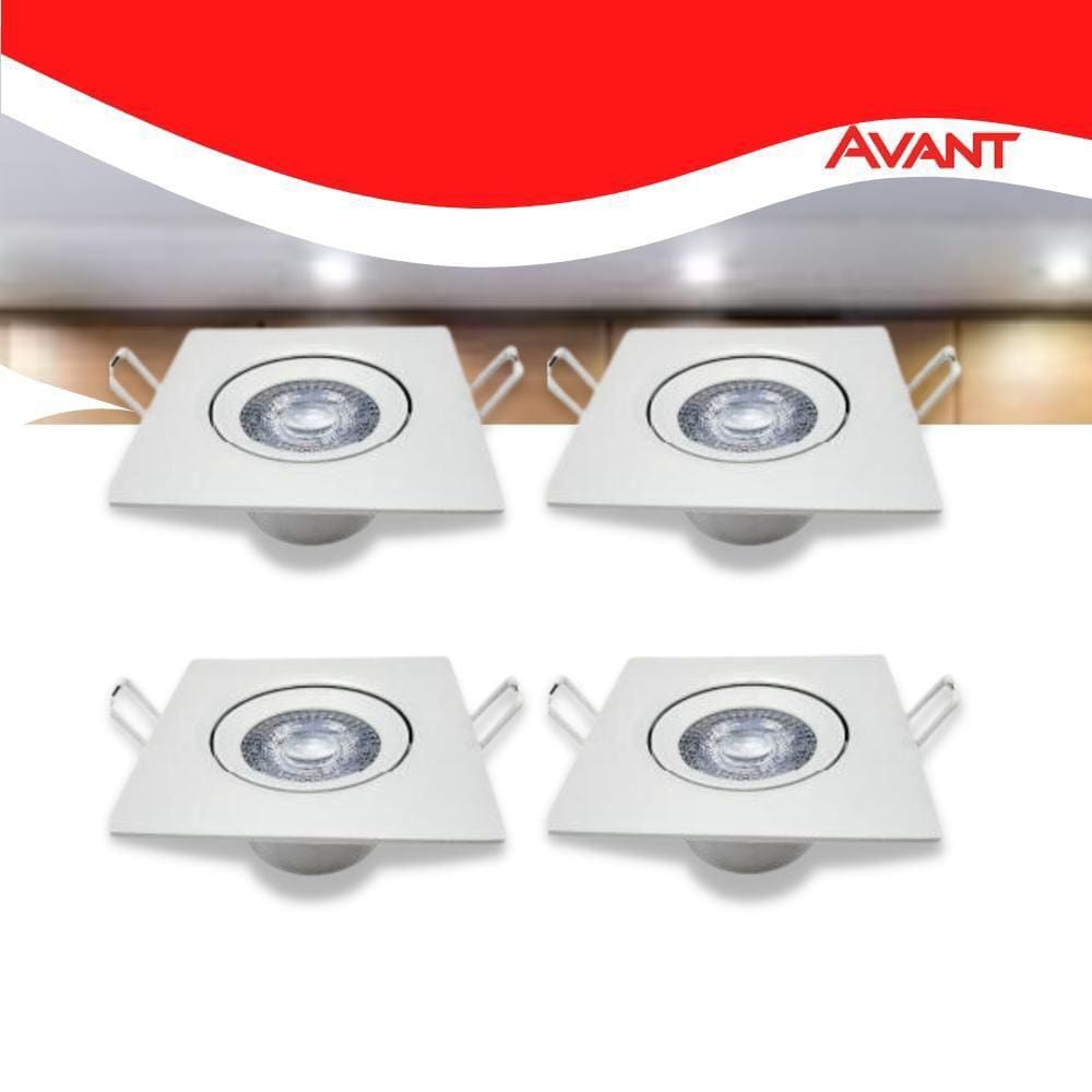 Kit 4 Luminária Quad. Spot 7w 3000k Branco-quente Avant