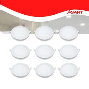 Kit 10 Painel LED Plafon Sobrepor 18W Redondo Branco Quente