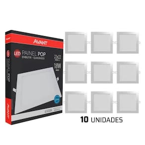 Kit 10 Painel Plafon Led De Sobrepor Quadrado 22cm 18w 6500k Bivolt Emissão De Luz Branca Avant
