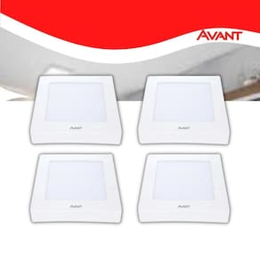 Kit 4 Painel LED Plafon Sobrepor 18W Quadrado Branco Quente