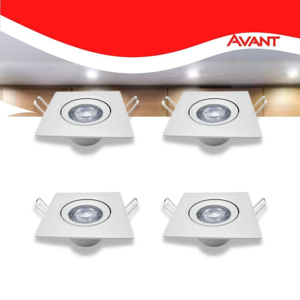 Kit 4 Luminária Quad. Spot 3w 6500k Branco-frio Avant
