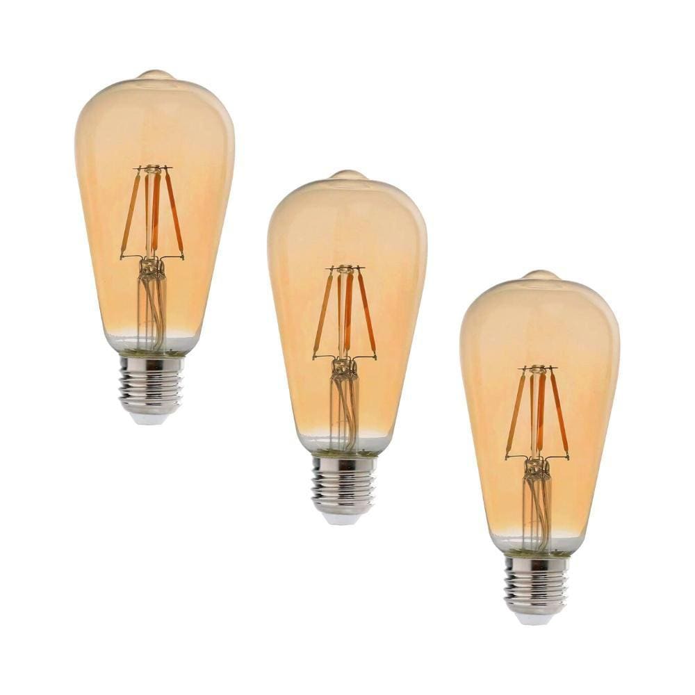 Kit 3 Lâmpada Retrô 2w 2200k Âmbar E27 St64 Avant