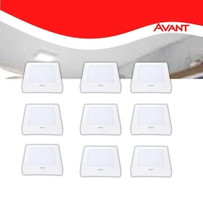 Kit 10 Painel LED Plafon Sobrepor 12W Quadrado Luz Neutro