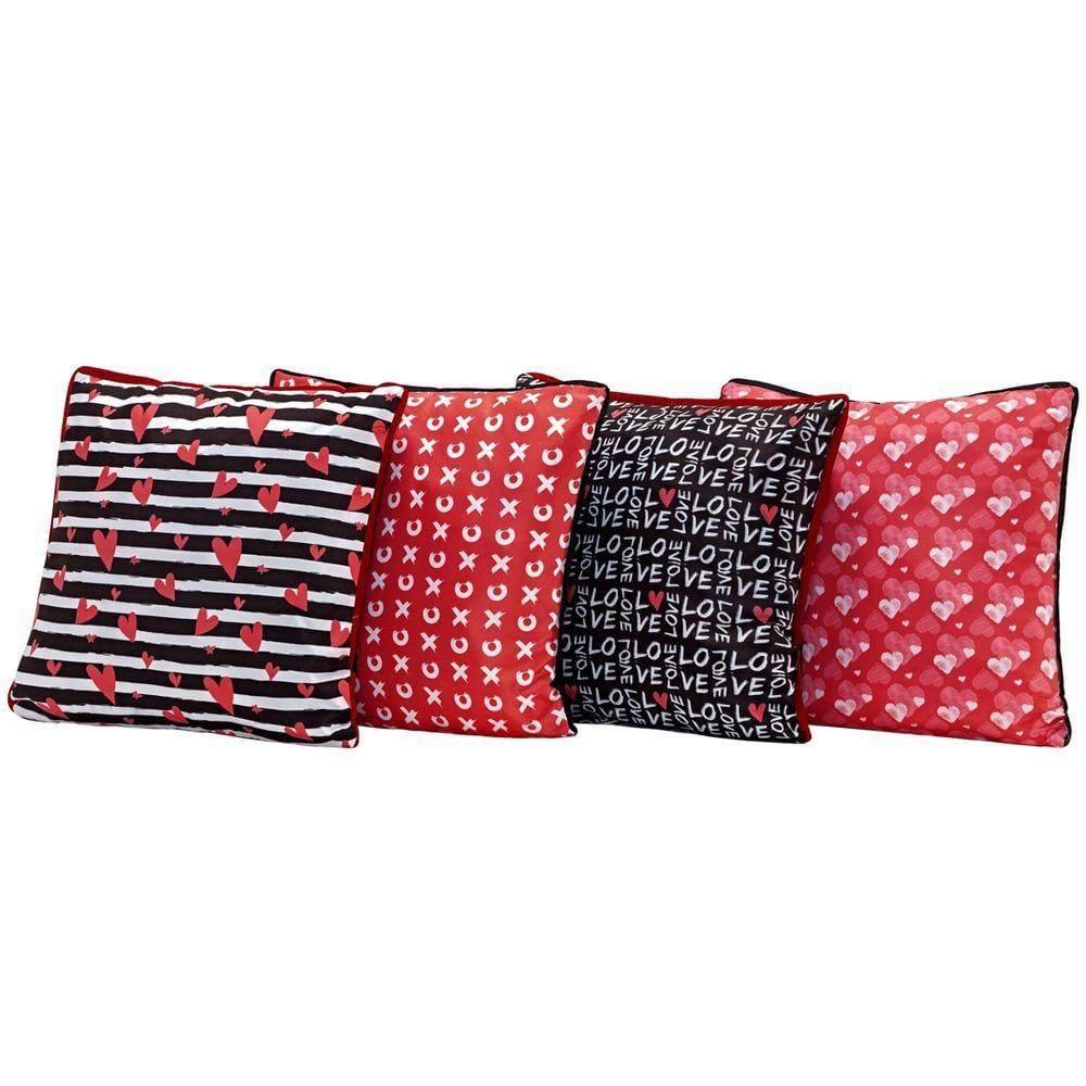 4 Capas De Almofadas Vermelho/preto 45cm X 45cm C/ Viés