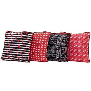 4 Almofadas Cheias Love Vermelho/preto 45cmX45cm Com Refil