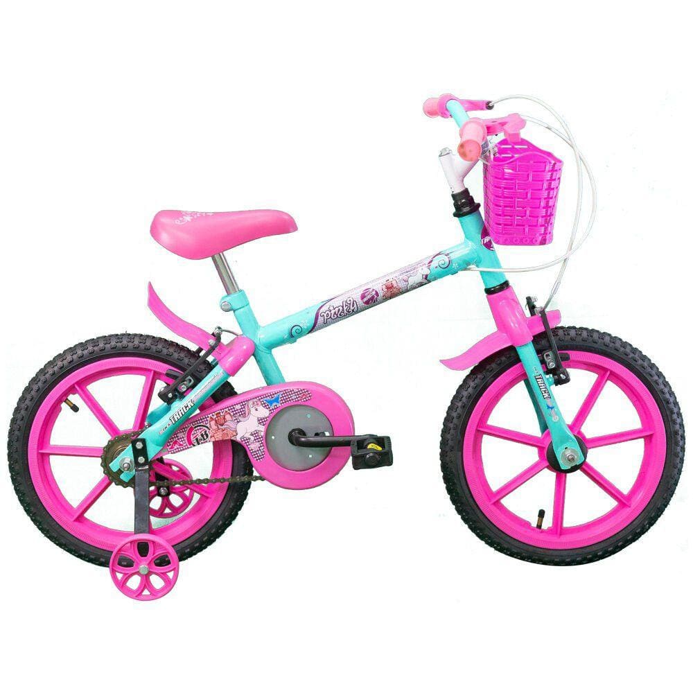 Bicicleta Infantil Pinky Aro 16 Rodinhas Laterais Track e Bike