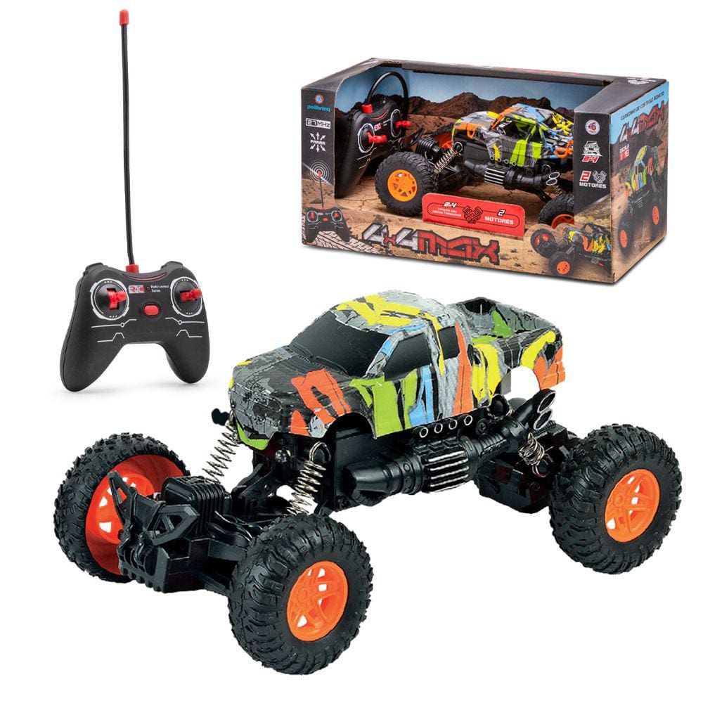 Carro De Brinquedo Off Road Controle Remoto 2 Motores Escala 1:18 Polibrinq