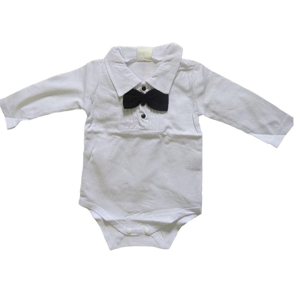 Body Camisa Social Bebe Festa Luxo Gravata Borboleta