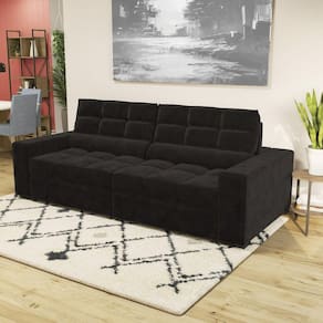 Sofá 2 Lugares Retrátil e Reclinável 268cm Deluxe Kappesberg Preto