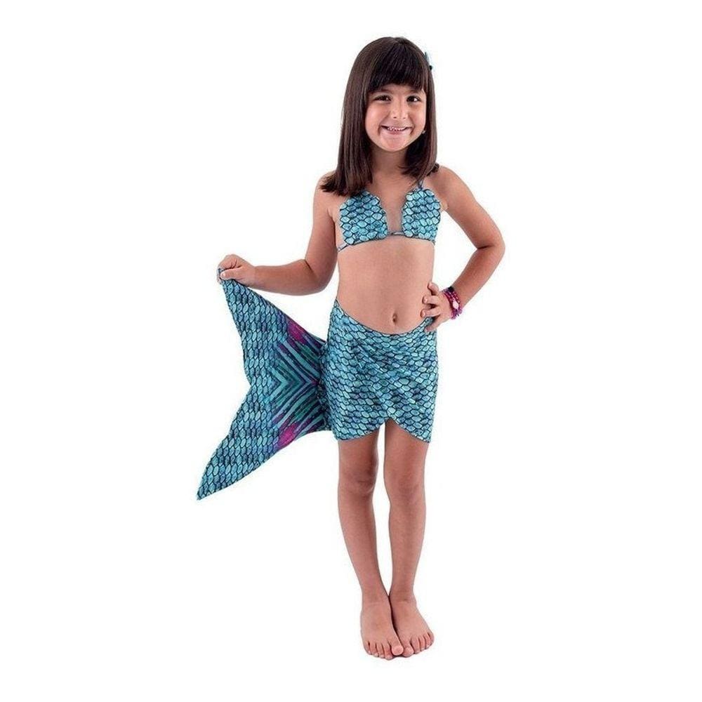 Sereia Mini Biquíni Saia Cauda Saída De Praia Peixe Tais