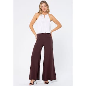 Calça Pantalona Granja Malha Marrom