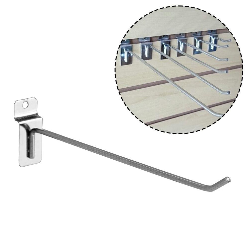 Gancho Painel Canaletado 25cm com 100 Unidades Expositor Aço Zincado