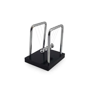 Pêndulo De Newton Com Base Preta e Suporte em Metal Enfeite Para Decoração De Mesa Escritório Sala Quarto