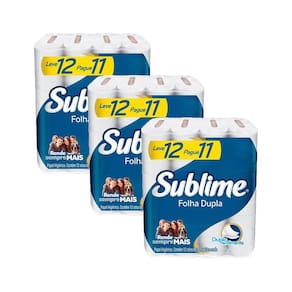 Kit 3 Papel Higiênico Sublime Folha Dupla com 12 rolos cada