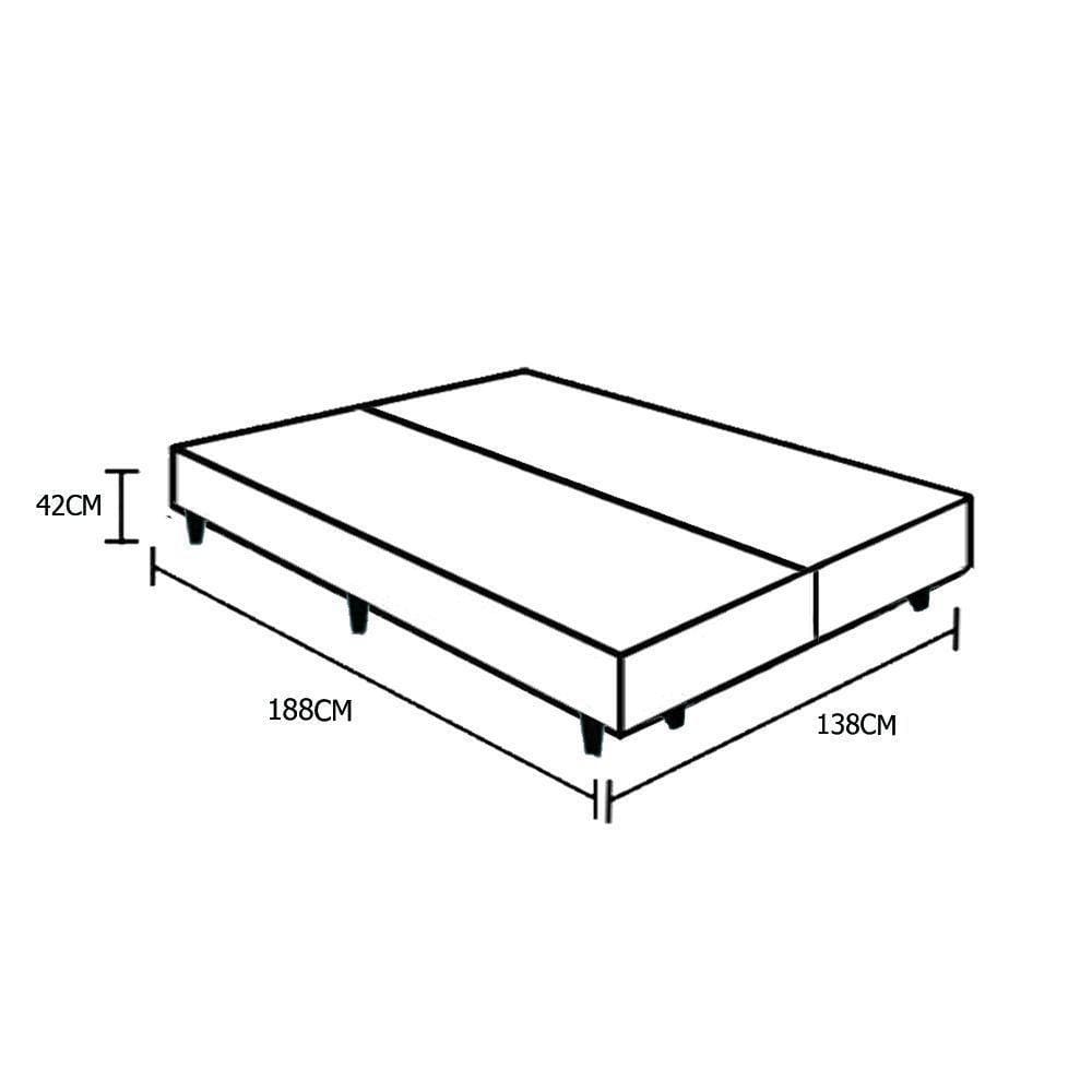 Base Box Casal Bipartido Sintético Cinza - 42X138X188