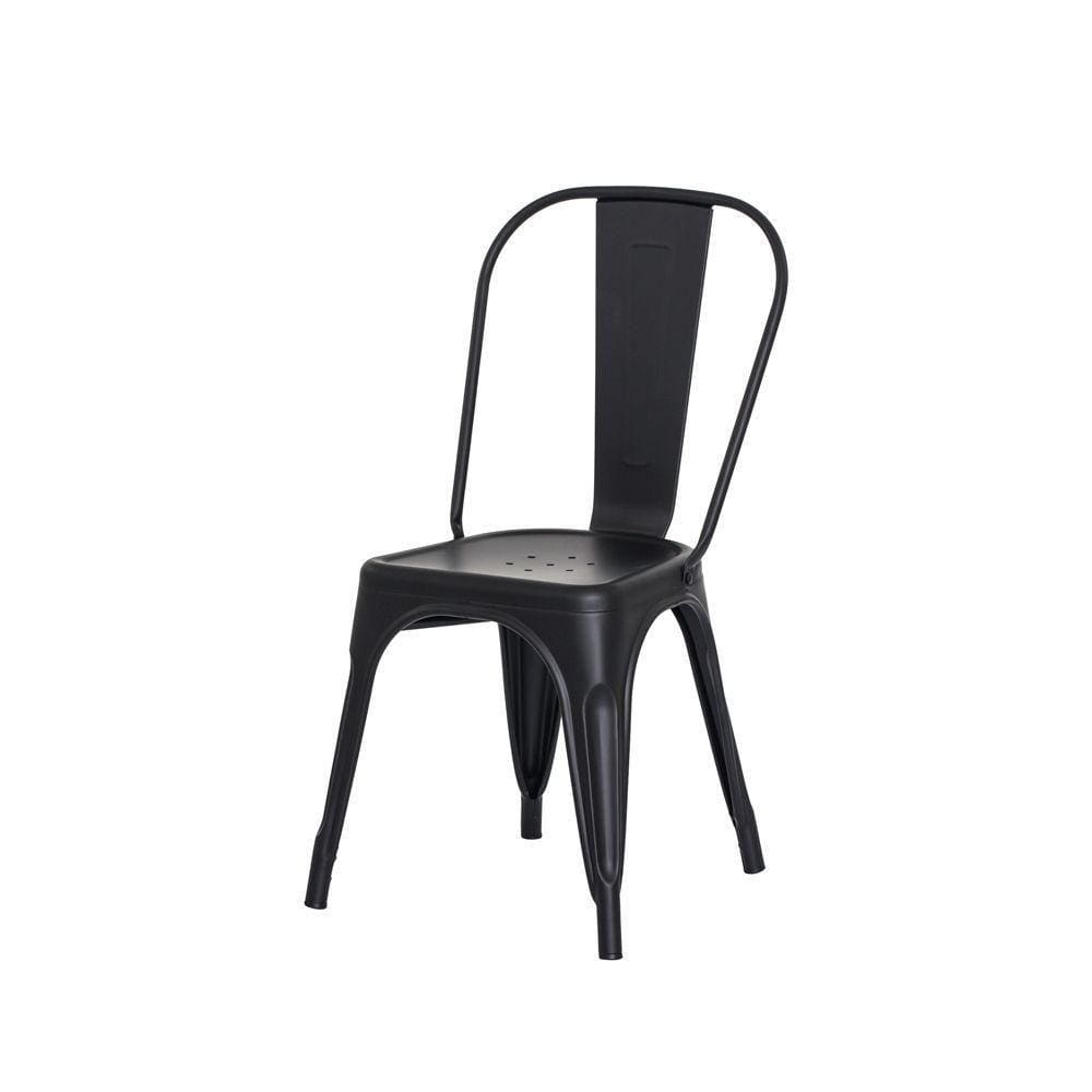 Cadeira Tolix Iron Preto Fosco Aço Industrial Bar