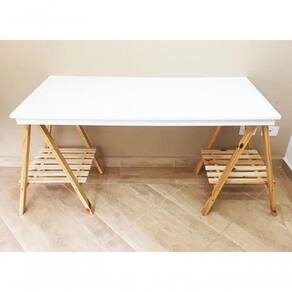 Cavalete Pintura Mesa De Madeira Natural 80cm C/ Estrado