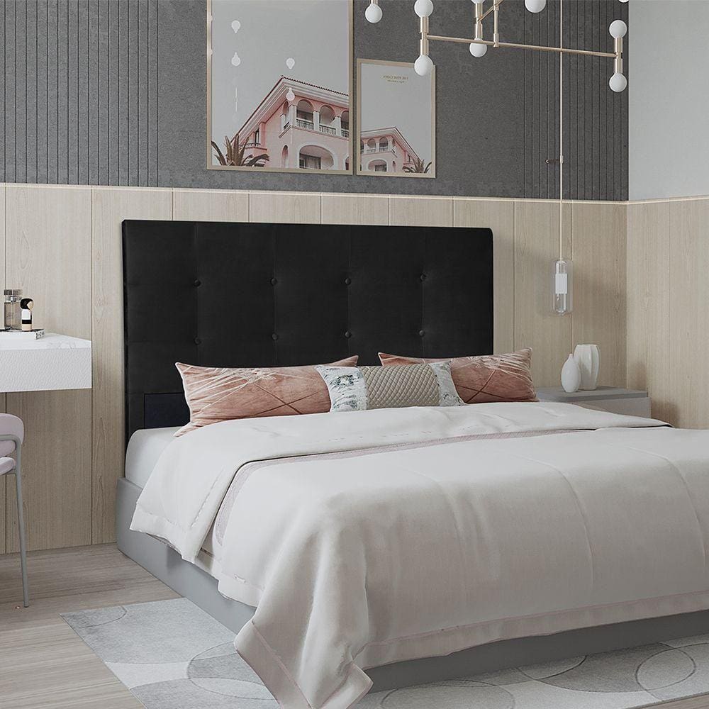 Cabeceira Solteiro 0,90m Berlim Suede Preto