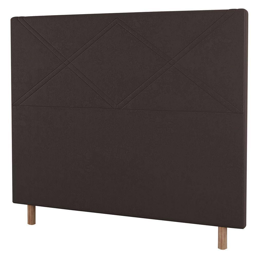 Cabeceira Cama Box Solteiro Cairo 90cm Linho Marrom