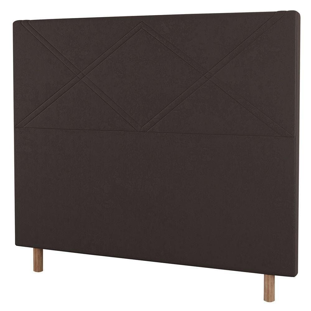 Cabeceira Cama Box Solteiro Cairo 90cm Veludo Marrom