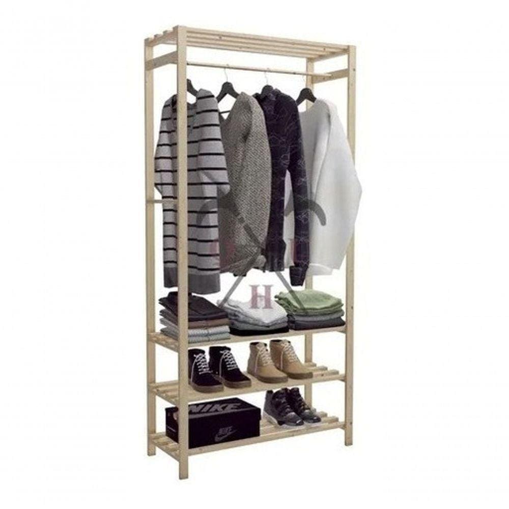 Organizadora De Sapatos E Roupas Multiuso Madeira Pinus 