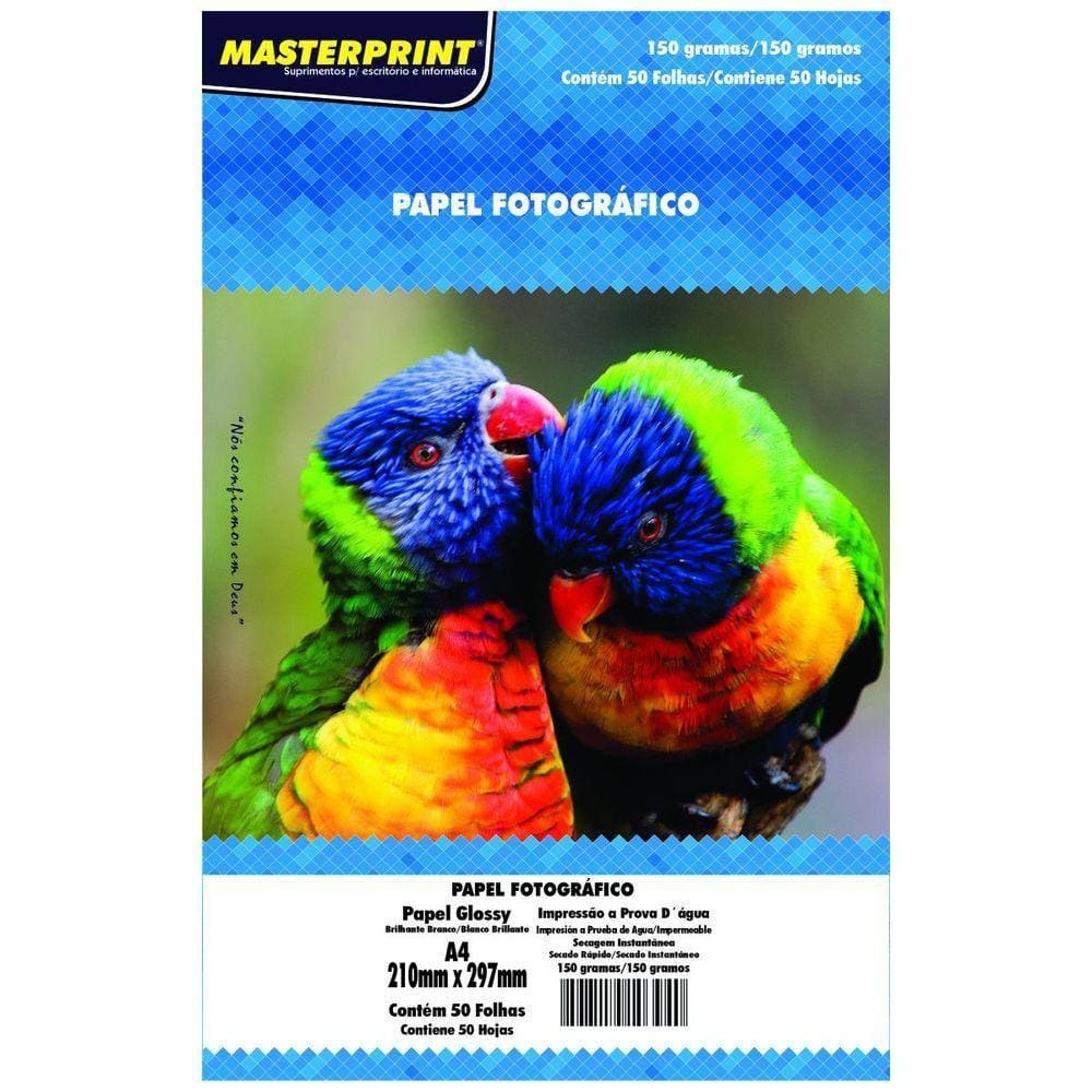 Papel Glossy Fotográfico 150g A4 Masterprint Com 50Fls