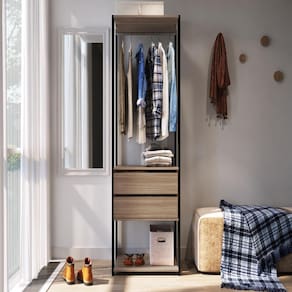 Closet Modulado Guarda Roupa Roupeiro Quarto Casal 2 Gavetas 3 Prateleiras Preto Marrom Madeira