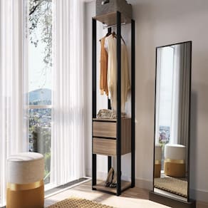 Closet Modulado Guarda Roupa Roupeiro Quarto Casal 2 Gavetas 3 Prateleiras Preto Marrom Madeira