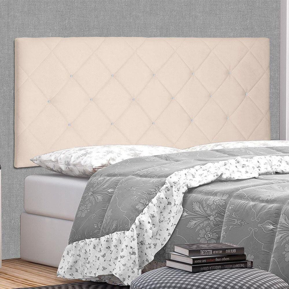 Cabeceira Suspensa Queen 160cm Suede Tânia Spezzia Bege