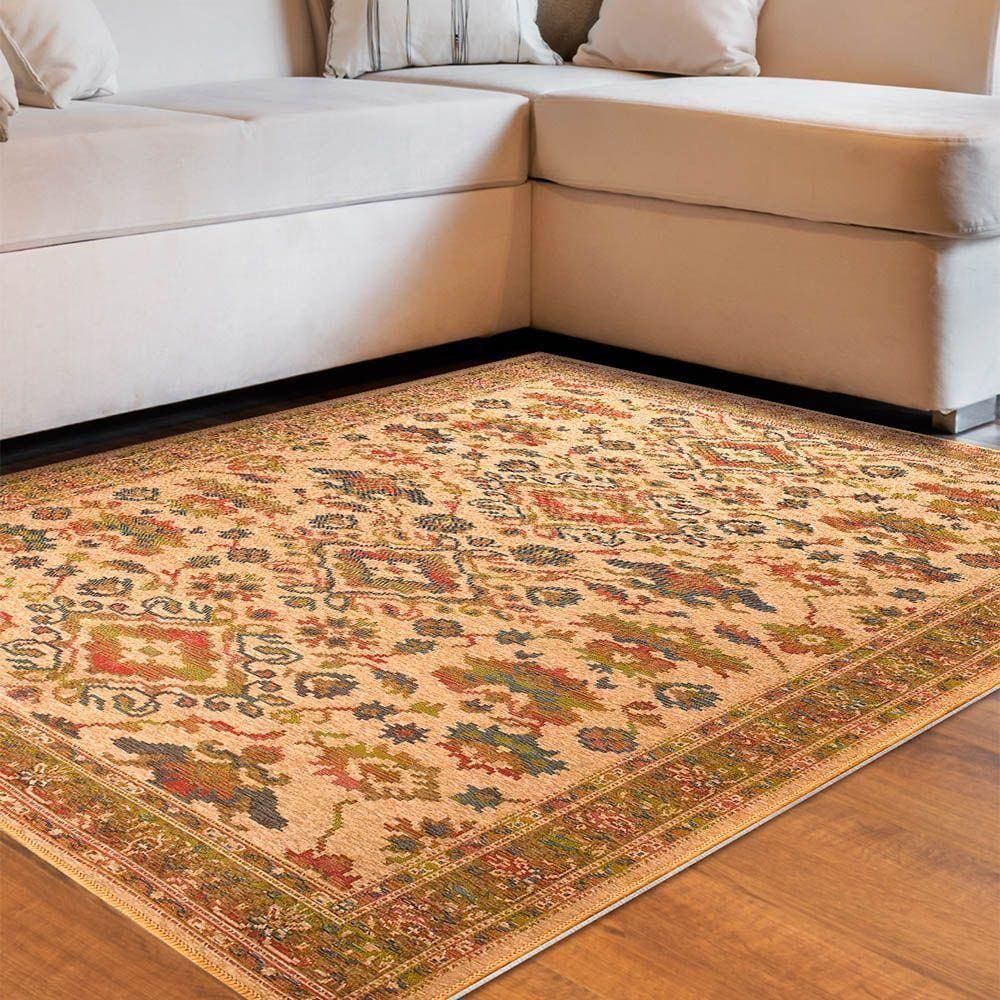 Tapete Sala/Quarto Funcional Medalhão 1,00 X 1,50 Bege-72