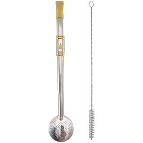 Bomba Chimarrão Rosca Aço Inox 304 Ouro 18k Pingente Desenho Nossa Senhora Aparecida Dourada