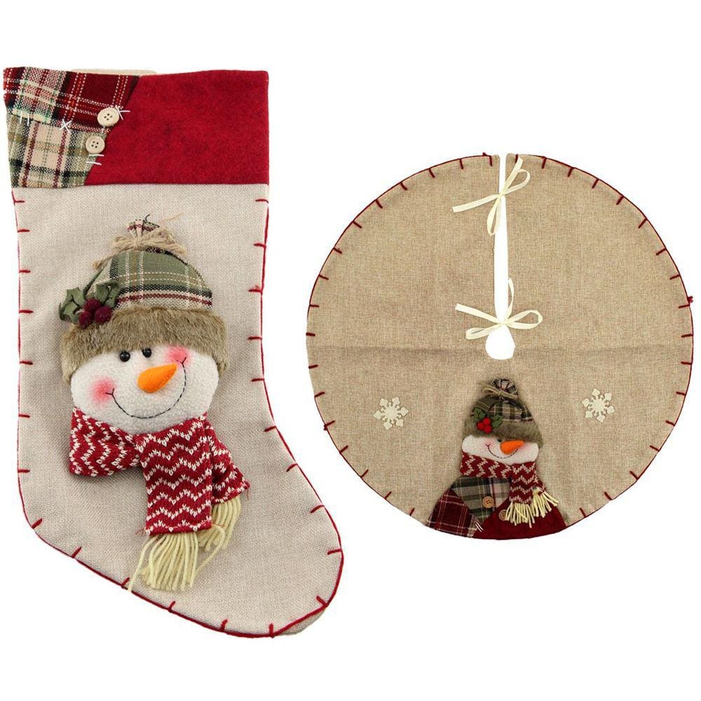 Dupla Enfeite Natalino Bota E Saia Para Árvore Boneco De Neve