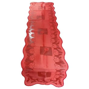 Caminho De Mesa Renda Suzigan Tulipas Vermelho 1,50M X 40Cm