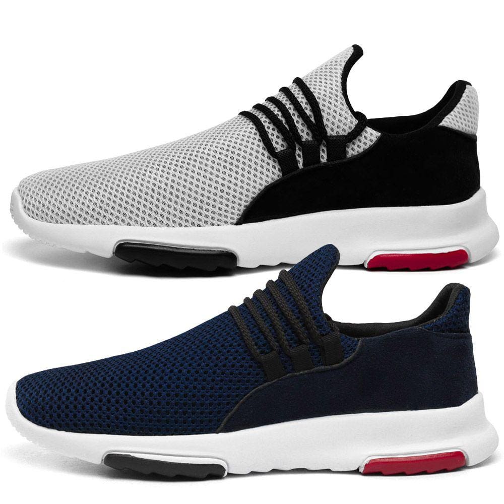 Kit 2 Pares de Tênis Casual Masculino Flexível Branco Com Cadarço